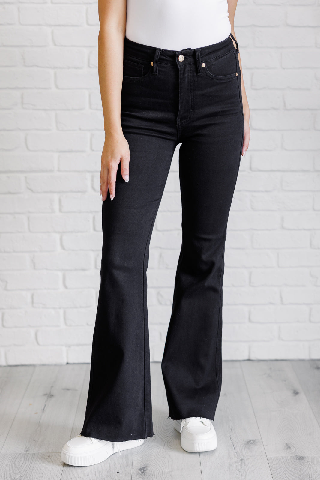 Etta High Rise Control Top Flare Jeans in Black Southern Soul Collectives