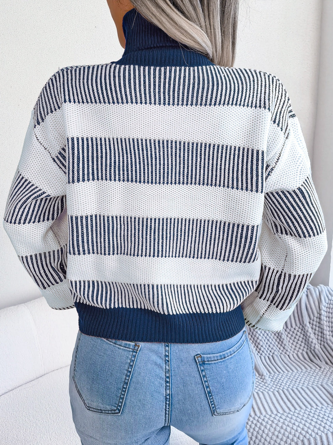 Striped Turtleneck Long Sleeve Sweater Southern Soul Collectives