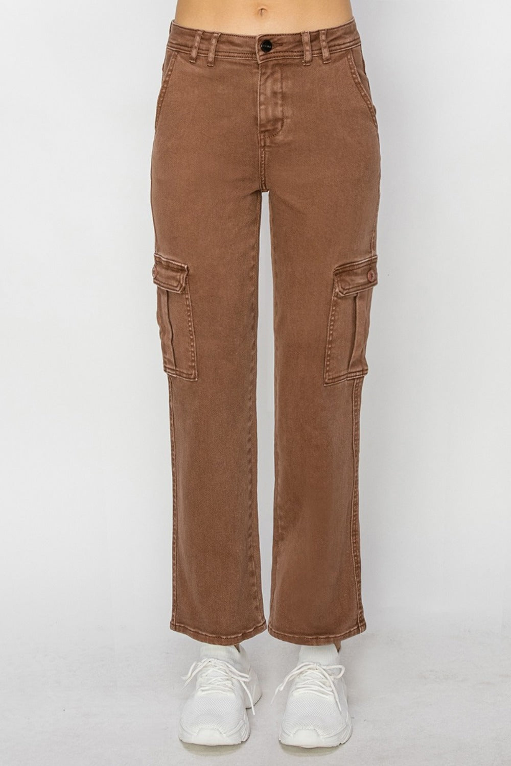 Risen High Rise Cargo Jeans in Espresso Brown Southern Soul Collectives