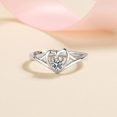 Moissanite Heart 925 Sterling Silver Ring Southern Soul Collectives