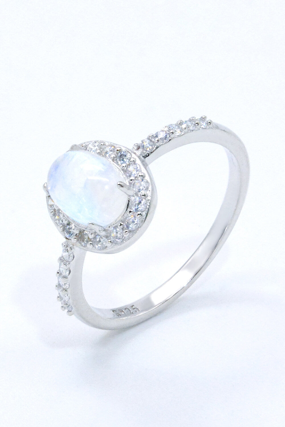 925 Sterling Silver Natural Moonstone Halo Ring Southern Soul Collectives