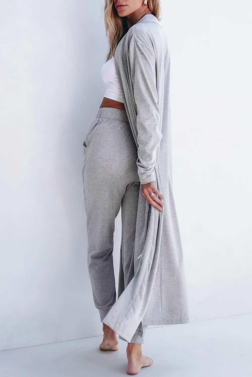 Open Front Long Sleeve Cardigan and Pants Lounge Set Southern Soul Collectives