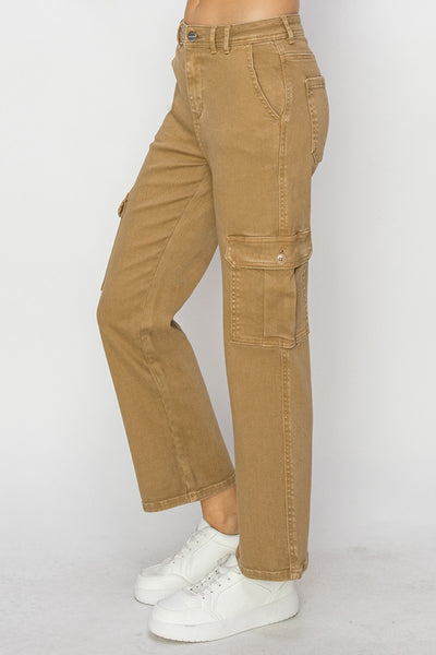 Risen Full Size High Rise Cargo Jeans Southern Soul Collectives