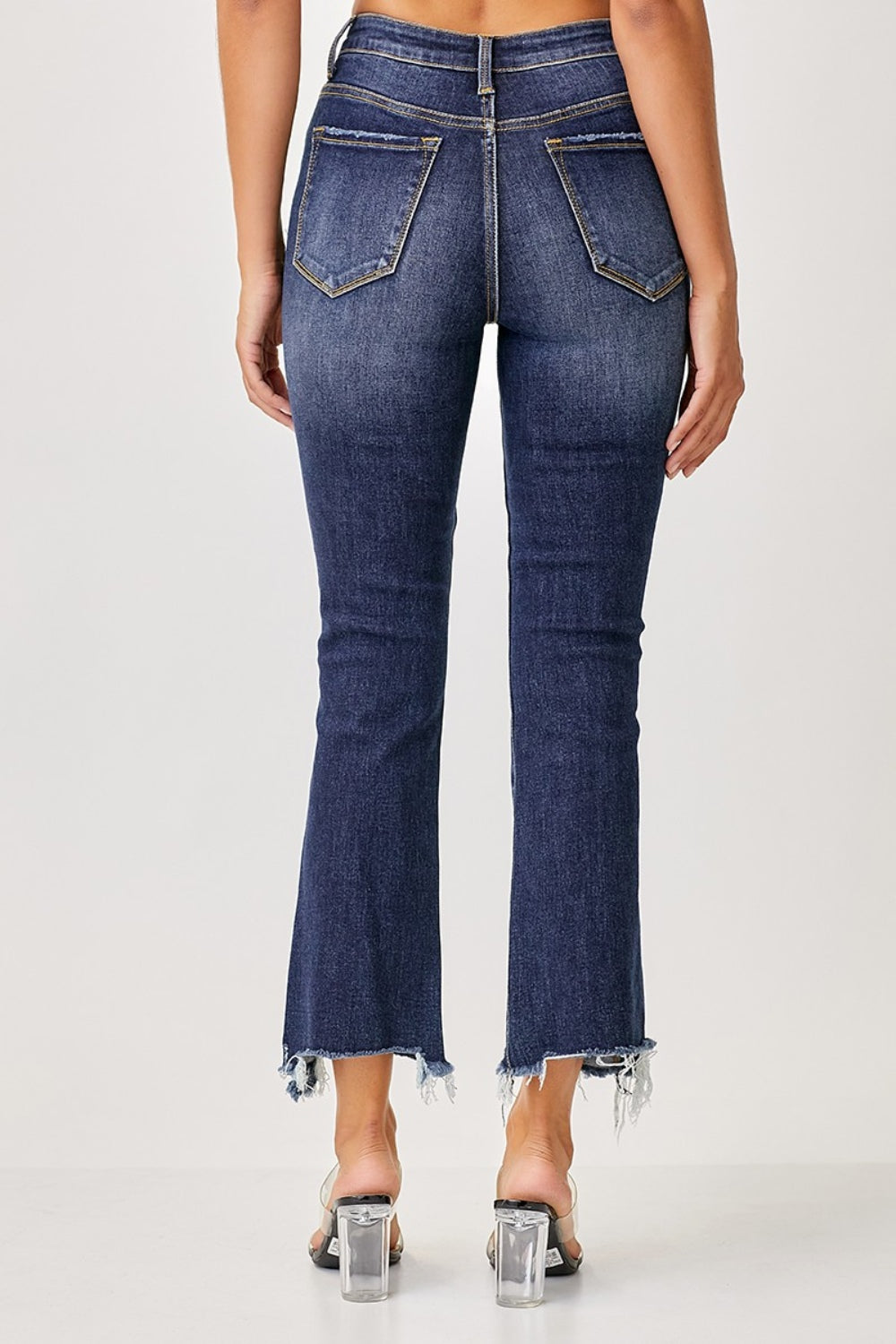 Risen Full Size Frayed Hem Cropped Straight Jeans Southern Soul Collectives