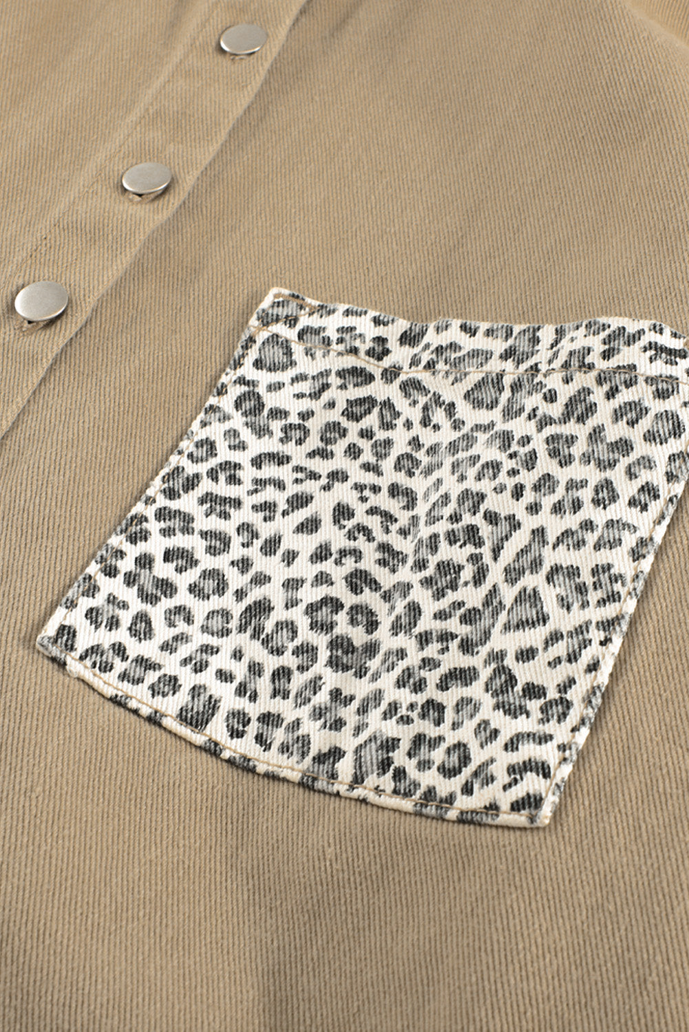 Double Take Leopard Contrast Denim Top Southern Soul Collectives