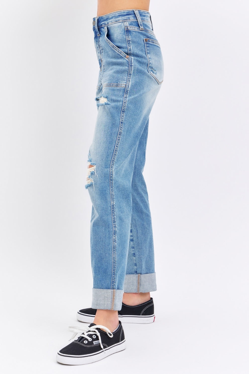 Judy Blue Full Size Distressed Straight Jeans with Patch Pockets Southern Soul Collectives