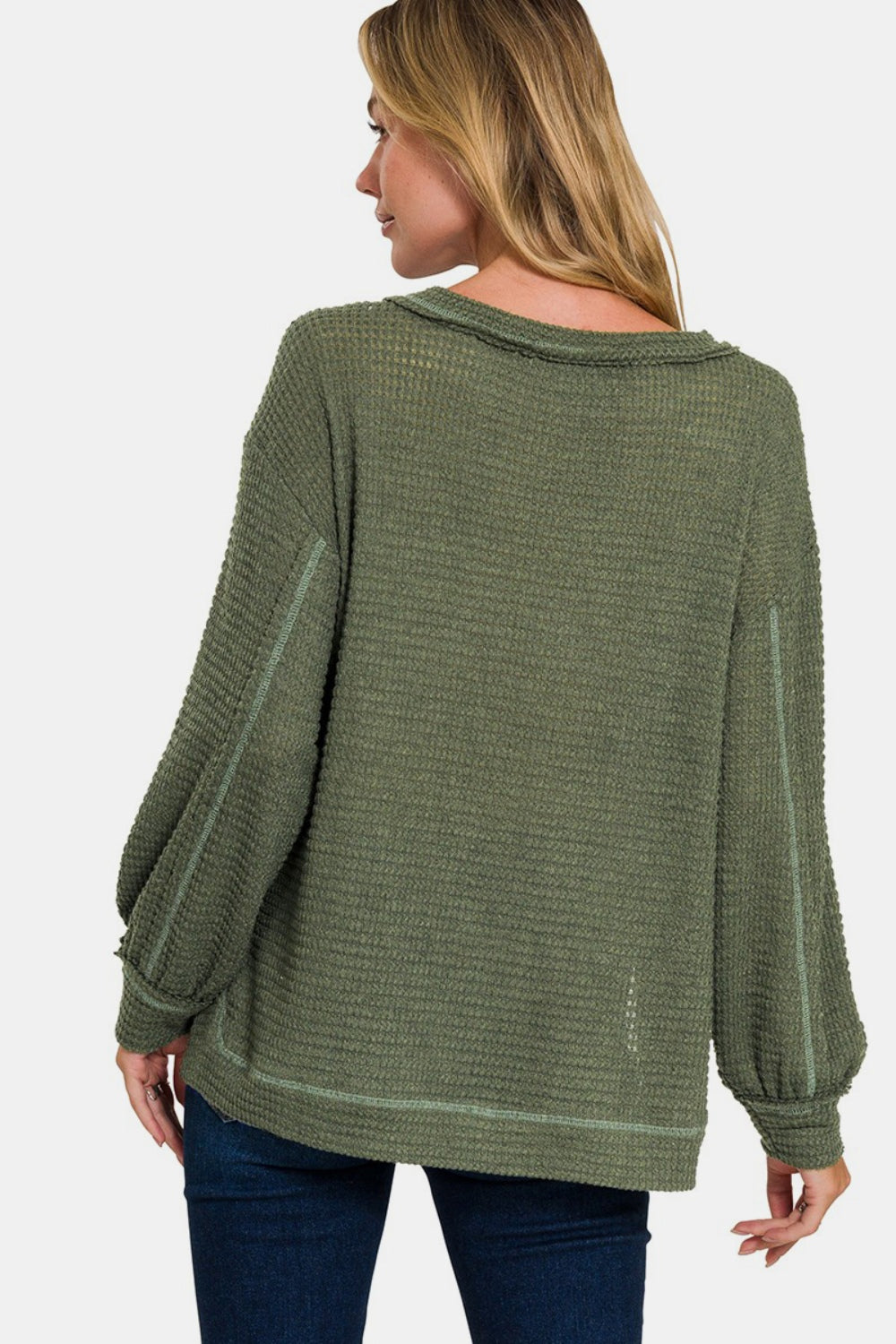 Zenana Exposed Seam Side Slit Long Sleeve Top Southern Soul Collectives