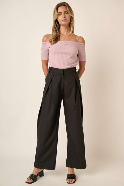 Mittoshop Deep Pleated High Waisted Wide Leg Pants Southern Soul Collectives