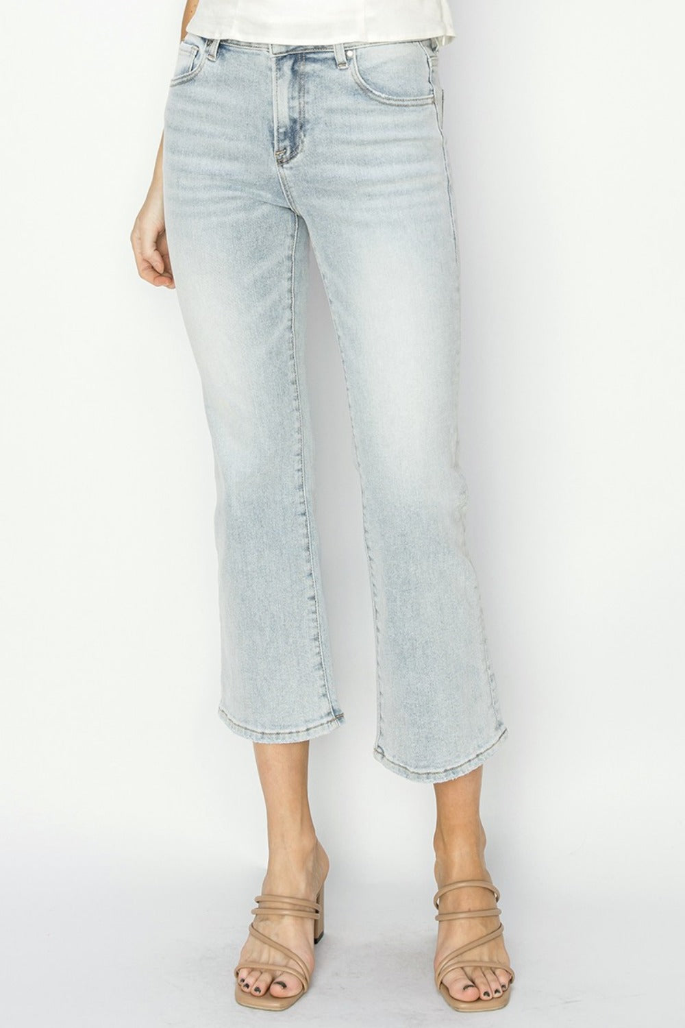 RISEN Mid Rise Cropped Flare Jeans Southern Soul Collectives