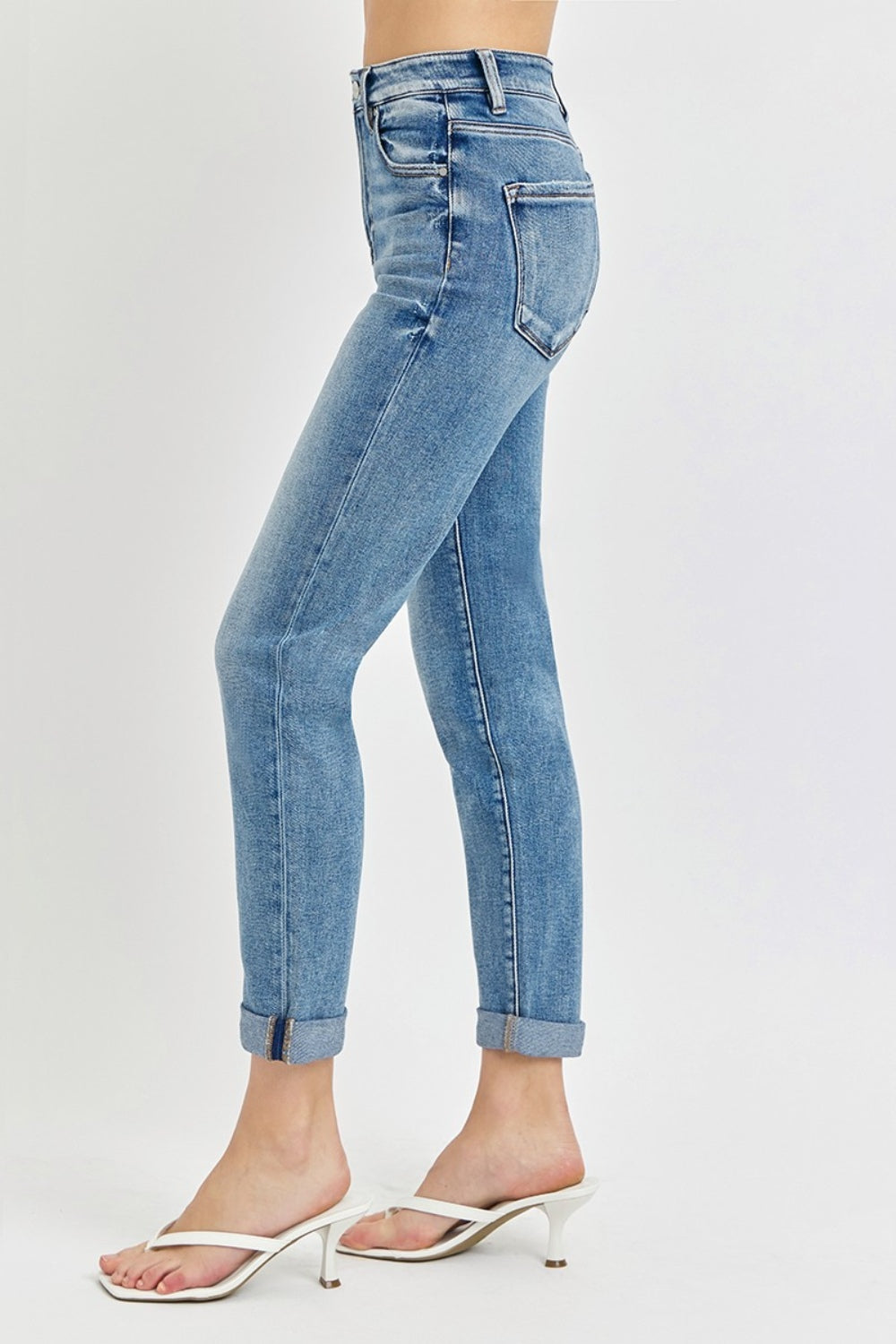 Risen Full Size High Rise Cropped Roll Up Jeans Southern Soul Collectives