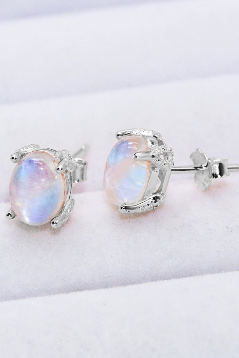 Natural Moonstone 4-Prong Stud Earrings Southern Soul Collectives