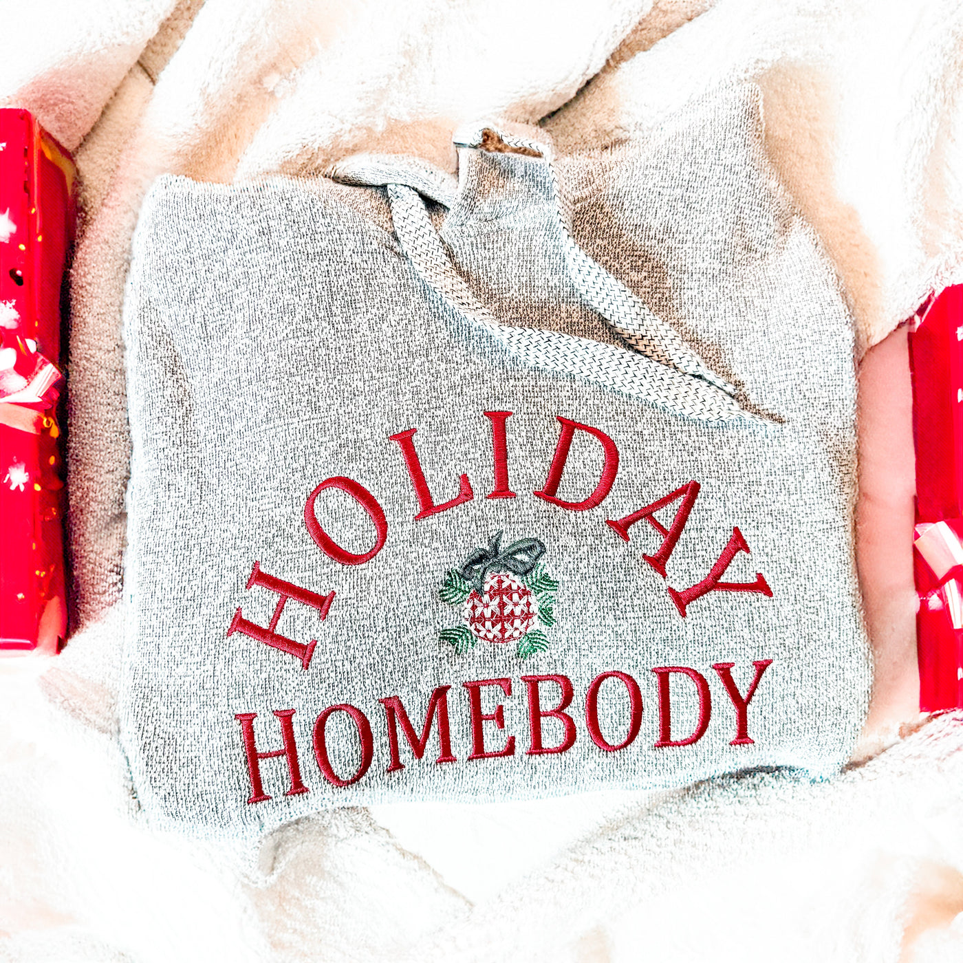 Holiday homebody embroidered knit hoodie Southern Soul Collectives