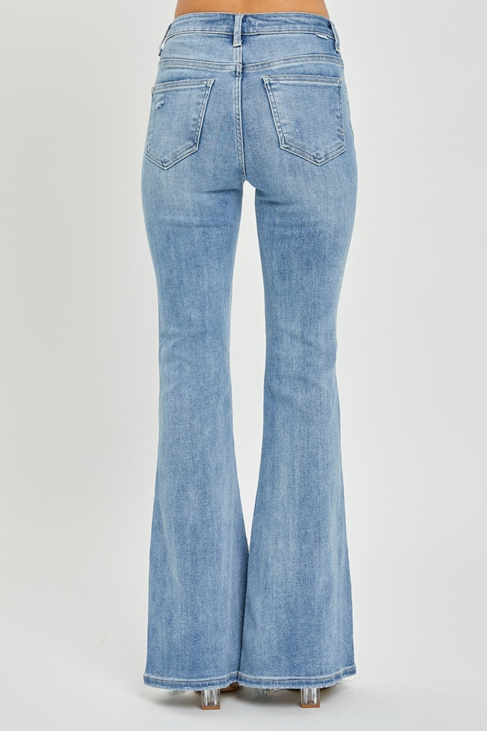 Risen High Rise Frayed Hem Flare Jeans Southern Soul Collectives