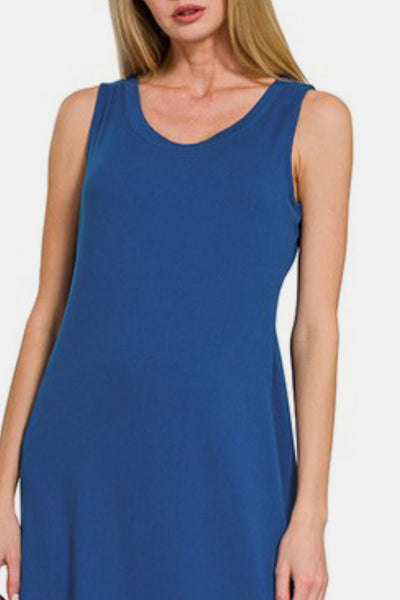 Zenana Scoop Neck Wide Strap Tank Dress Southern Soul Collectives