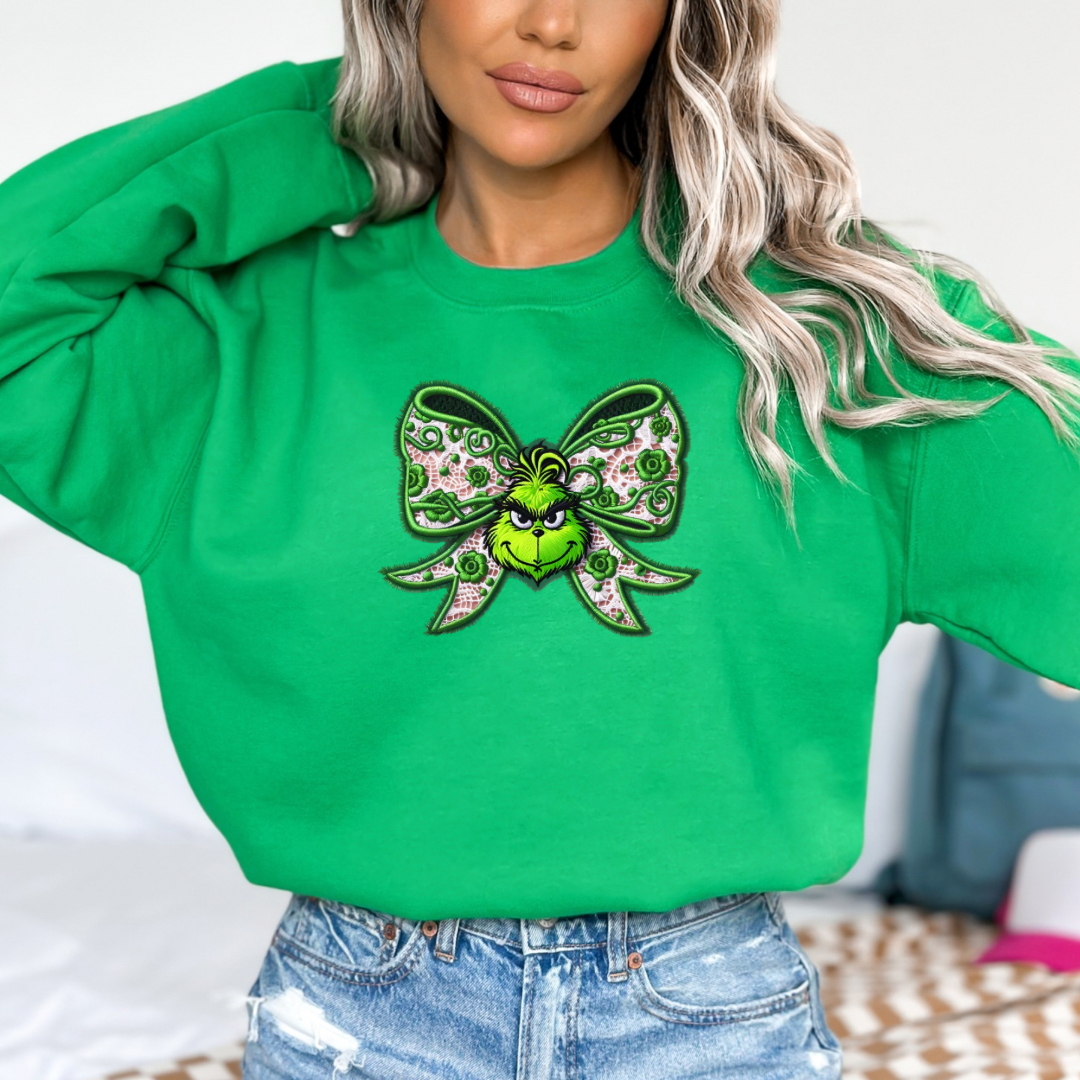 Coquette Grinch Bow Graphic T-shirt and Sweatshirt