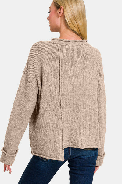 Zenana Asymmetric Hem Drop Shoulder Sweater Southern Soul Collectives