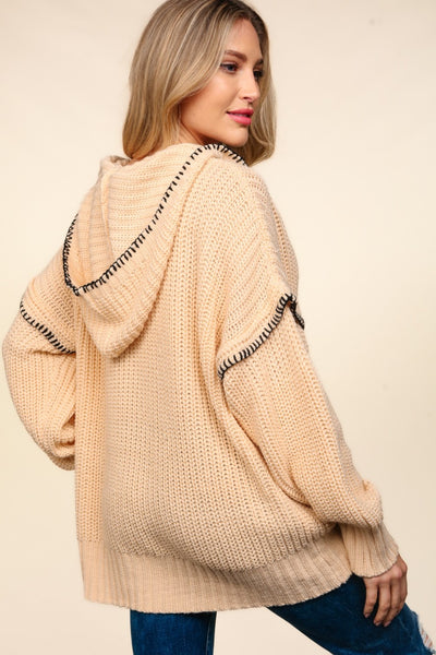 Haptics Contrast Stitching Long Sleeve Hooded Sweater Southern Soul Collectives
