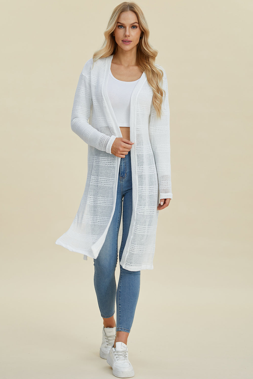 Double Take Full Size Open Front Longline Cardigan Southern Soul Collectives