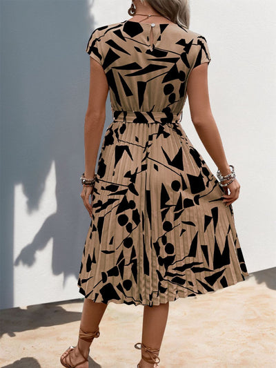 Perfectly Tied Pleated Cap Sleeve Dress in Multiple Prints Southern Soul Collectives