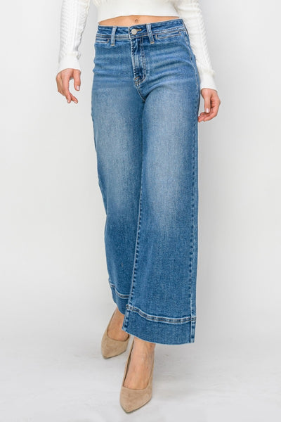 Risen Full Size High Rise Wide Leg Jeans Southern Soul Collectives