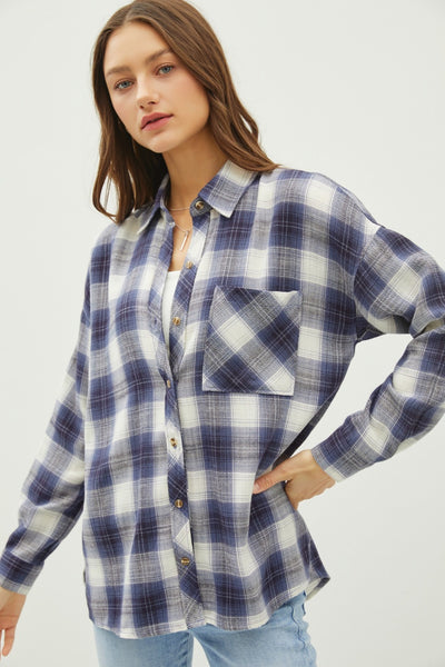 Be Cool Plaid Flannel Button Down Shirt with Chest Pocket Southern Soul Collectives