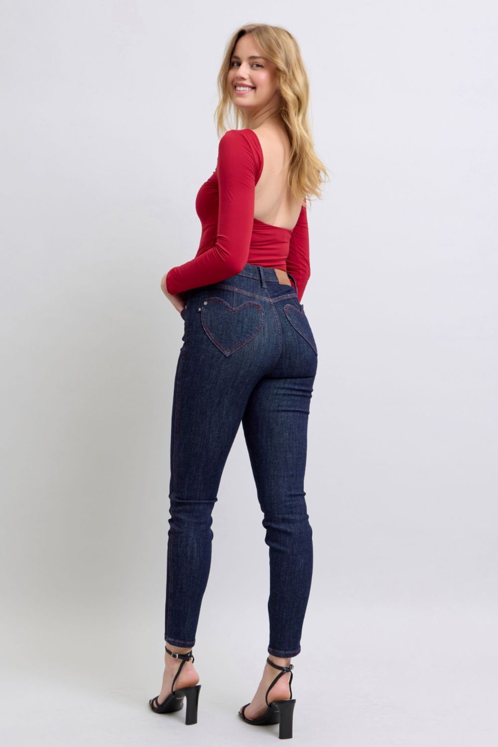 Judy Blue Full Size Heart Shaped Back Pockets Skinny Jeans Southern Soul Collectives