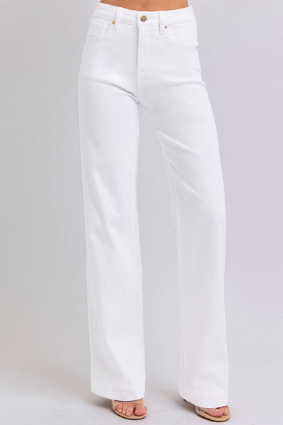 RISEN High Waist Straight Jeans in White Southern Soul Collectives