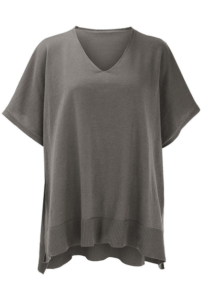 Slit V-Neck Half Sleeve Knit Top Southern Soul Collectives