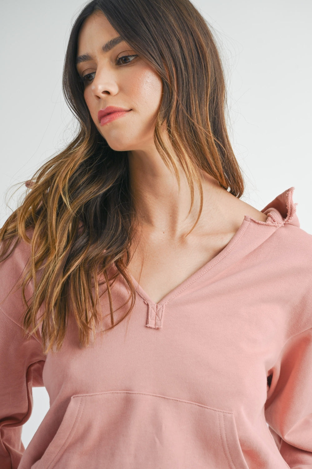 French Terry Hooded Long Sleeve Romper in Dusty Pink Mauve Southern Soul Collectives