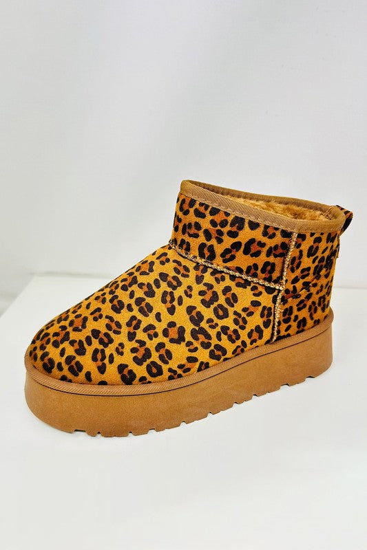 Leopard Suede Round Toe Platform Booties in Leopard Print Southern Soul Collectives