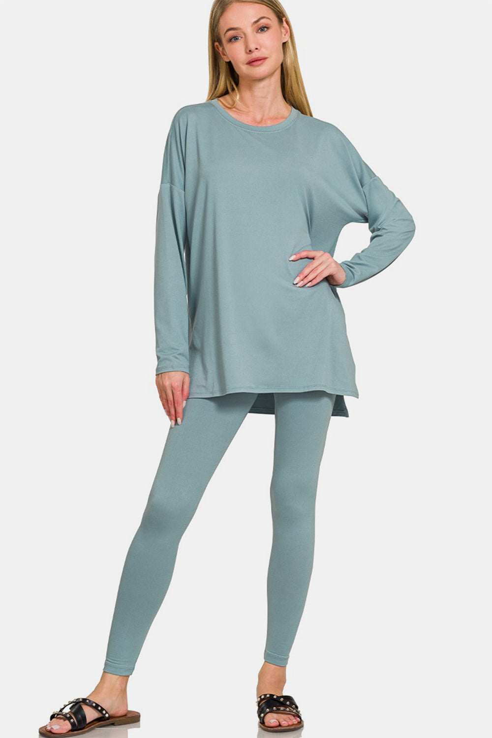 Zenana Full Size Brushed Microfiber Top and Leggings Lounge Set Southern Soul Collectives