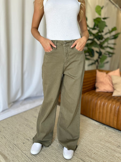 RFM Full Size High Rise Garment Dye Wide Leg  Jeans Southern Soul Collectives