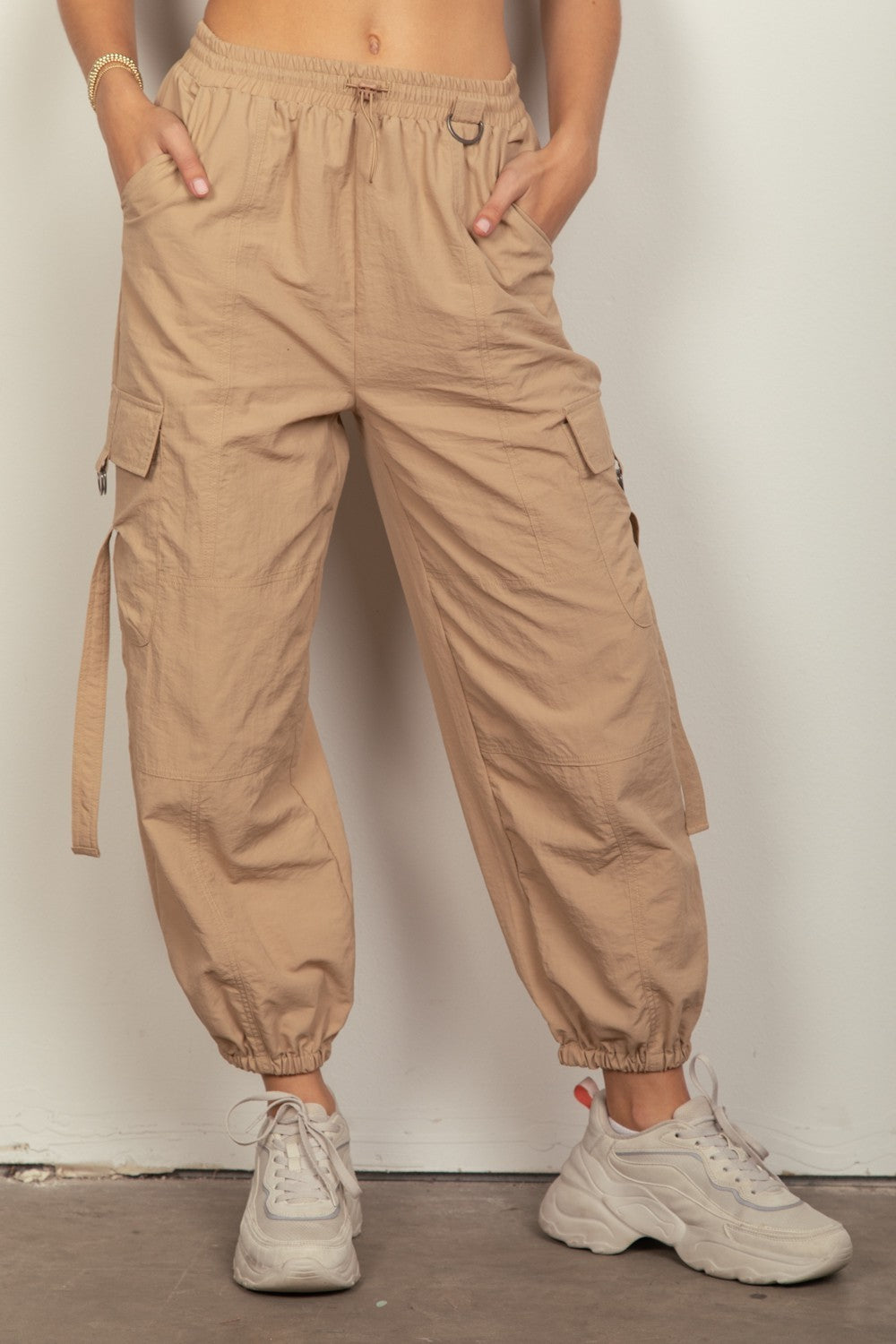 VERY J Elastic Waist Woven Cargo Pants Southern Soul Collectives