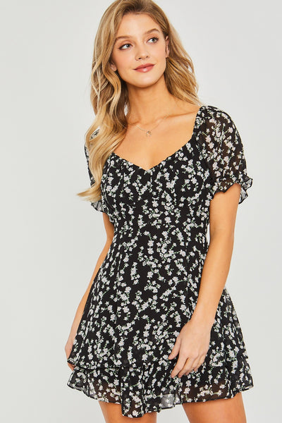 Love Tree Ditsy Floral Short Sleeve Romper Southern Soul Collectives