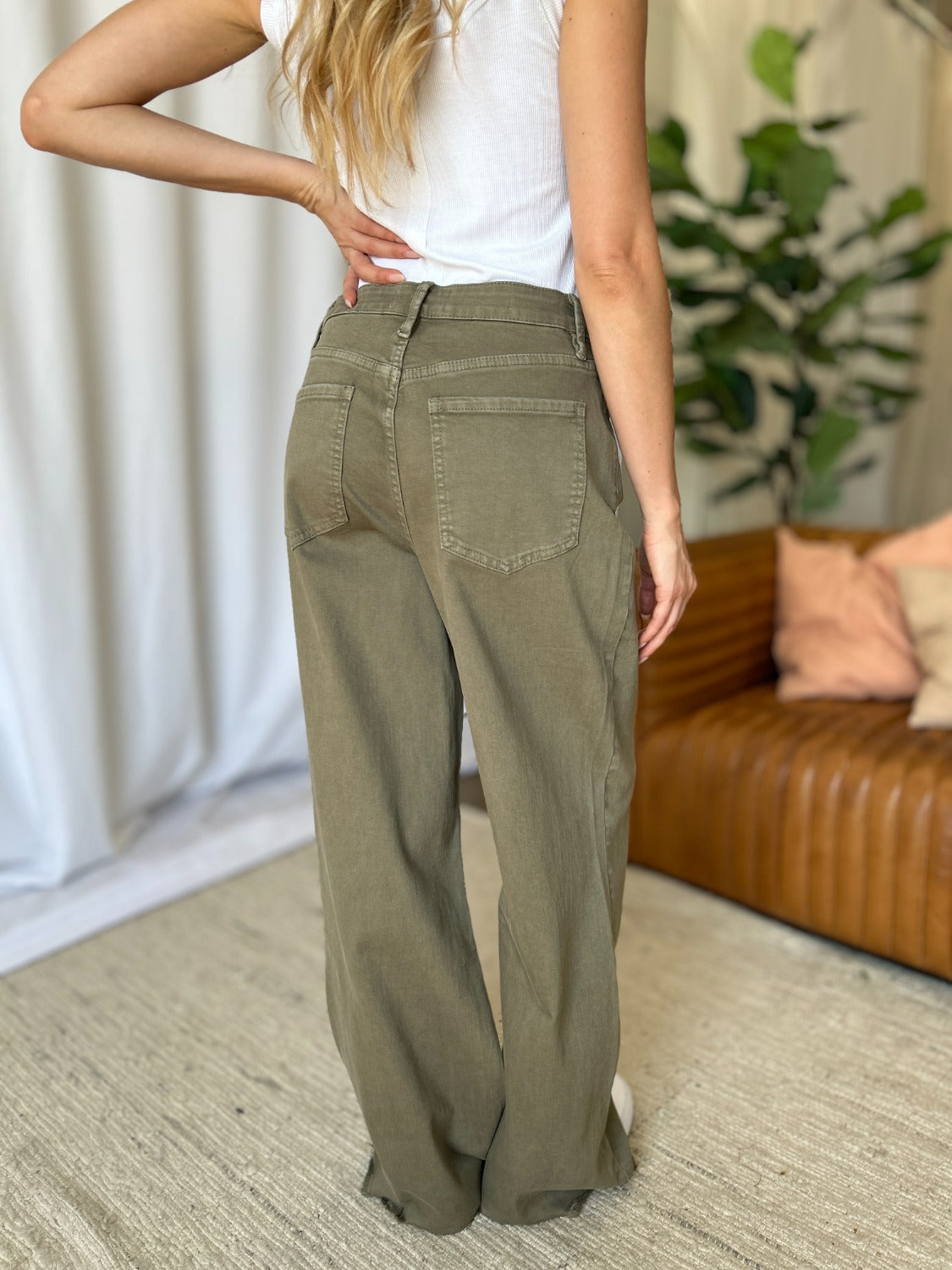 RFM Full Size High Rise Garment Dye Wide Leg  Jeans Southern Soul Collectives
