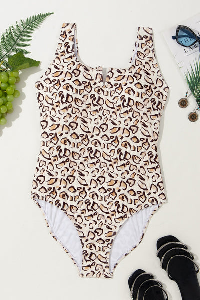 Full Size Leopard Wide Strap One-Piece Swimwear Southern Soul Collectives