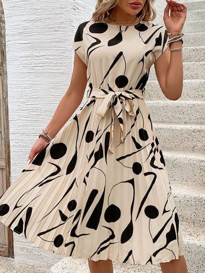 Perfectly Tied Pleated Cap Sleeve Dress in Multiple Prints Southern Soul Collectives