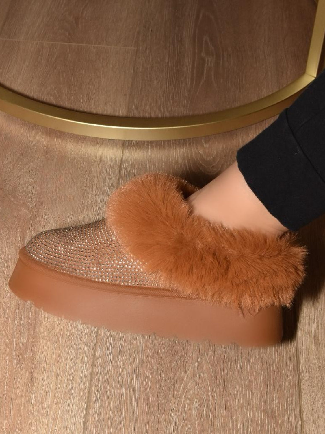 Faux Fur Platform Booties in Chestnut Brown Southern Soul Collectives