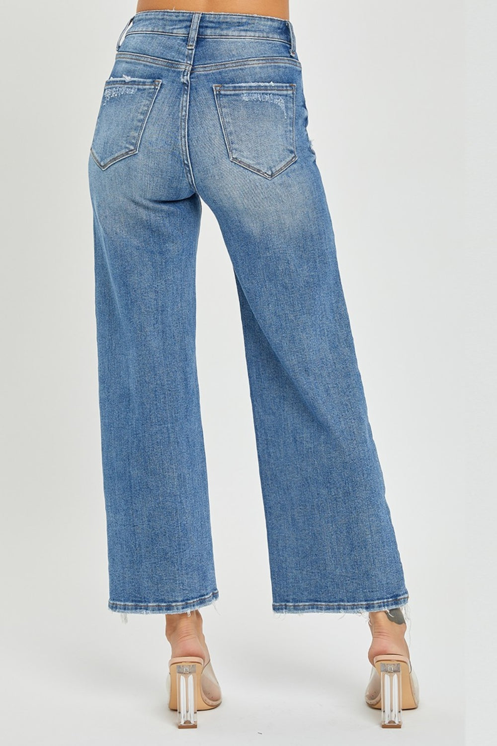 Risen High Rise Side Slit Raw Hem Cropped Jeans Southern Soul Collectives