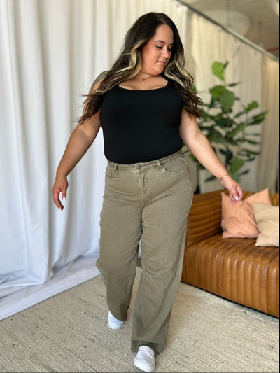 RFM Full Size High Rise Garment Dye Wide Leg  Jeans Southern Soul Collectives