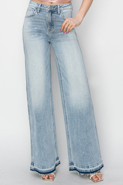 Risen Full Size High Rise Wide Leg Jeans Southern Soul Collectives