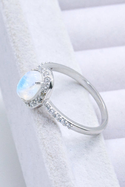 925 Sterling Silver Natural Moonstone Halo Ring Southern Soul Collectives