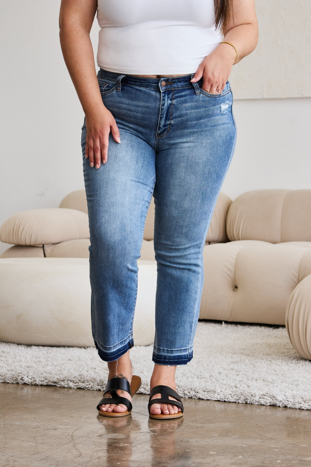 Judy Blue Full Size Release Hem Cropped Bootcut Jeans Southern Soul Collectives