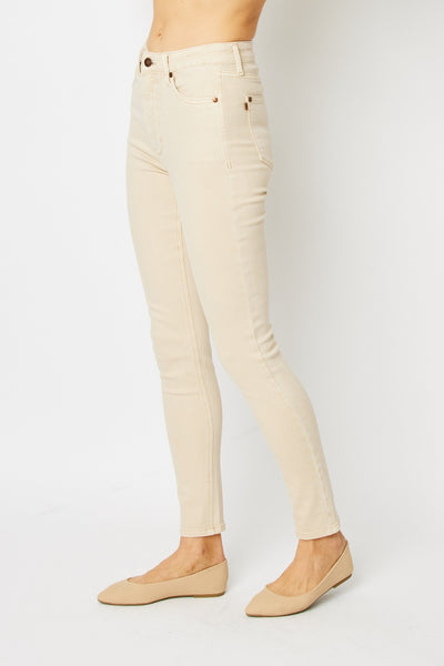 Judy Blue Garment Dyed Tummy Control Skinny Jeans in Bone Southern Soul Collectives