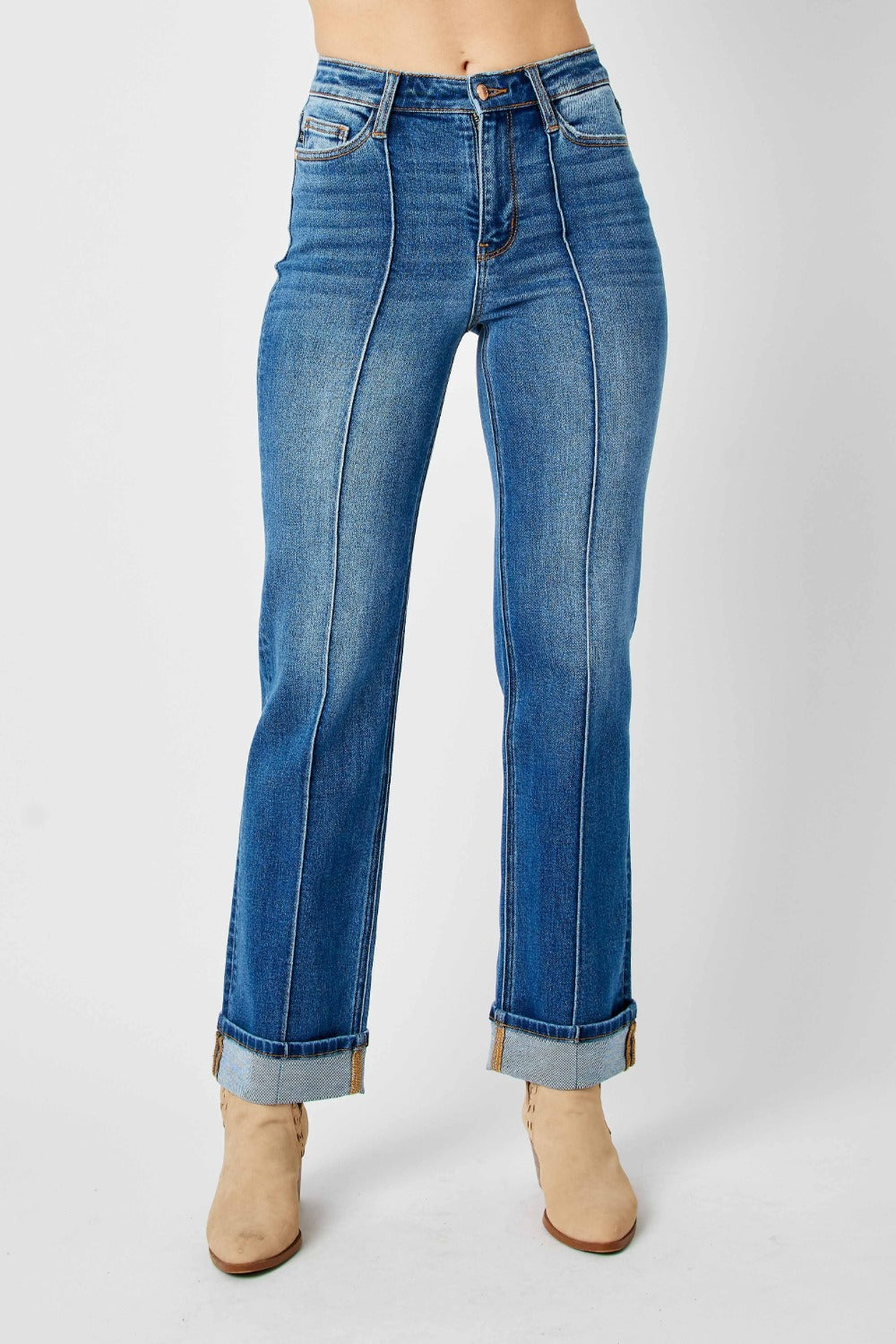 Judy Blue Full Size High Waist Front Seam Detail Straight Jeans Southern Soul Collectives