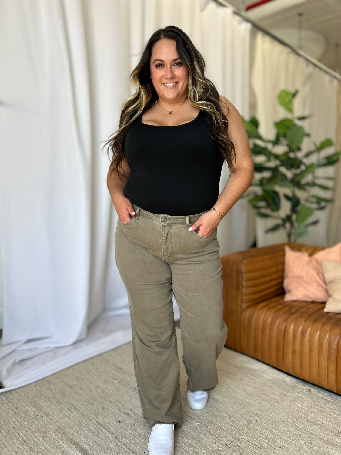 RFM Full Size High Rise Garment Dye Wide Leg  Jeans Southern Soul Collectives