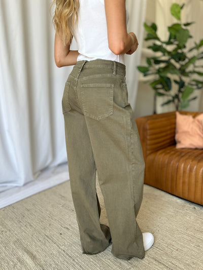 RFM Full Size High Rise Garment Dye Wide Leg  Jeans Southern Soul Collectives