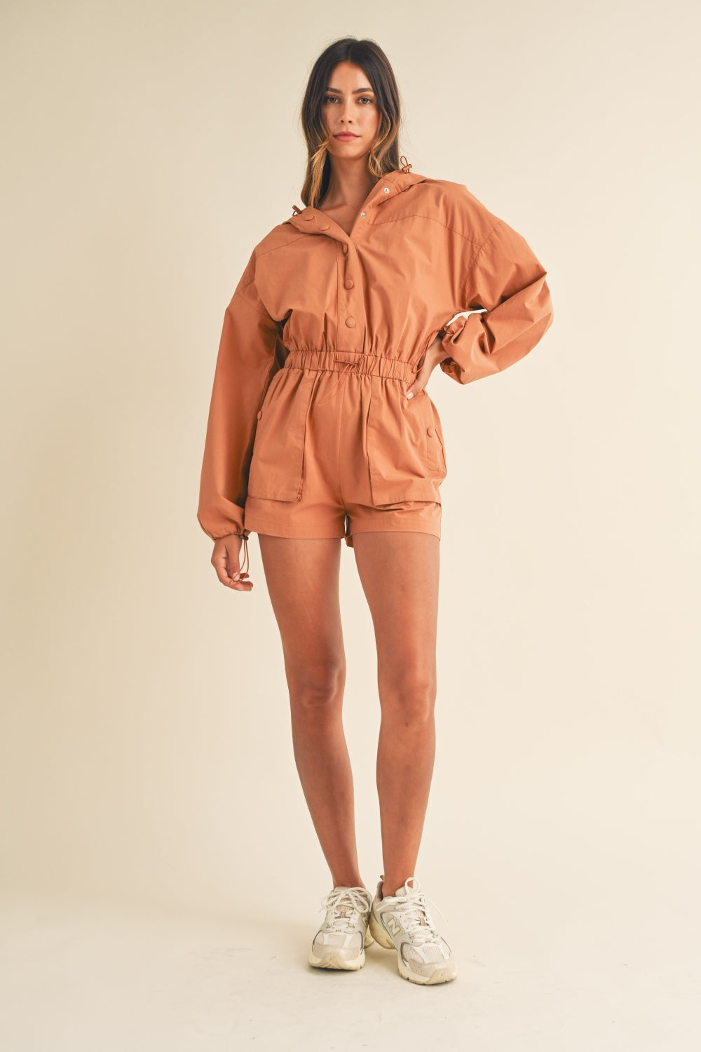 Mable Snap Down Long Sleeve Hooded Romper Southern Soul Collectives