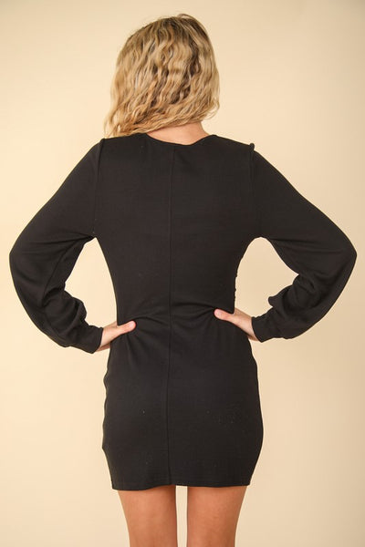 Ruched Detail Bodycon Mini Dress in Black Southern Soul Collectives