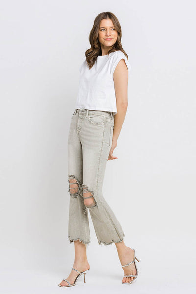 Lovervet Distressed Raw Hem Cropped Flare Jeans Southern Soul Collectives